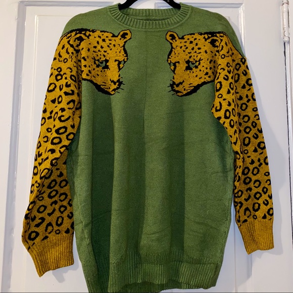 Sweaters - Leopard Long Sleeve Knit Sweater